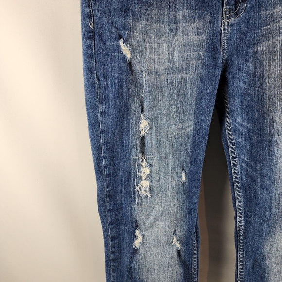 Vigoss Women Skinny Jean Mid Rise Distressed Flap Pocket Med Blue Sz 17 (36x30) - Picture 9 of 14